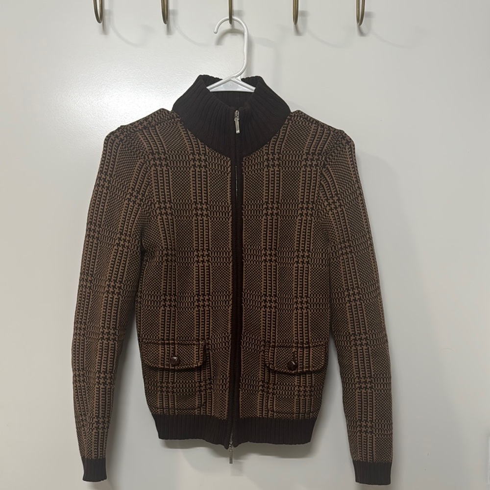 Ralph Lauren Black and Brown Checkered Cardigan
